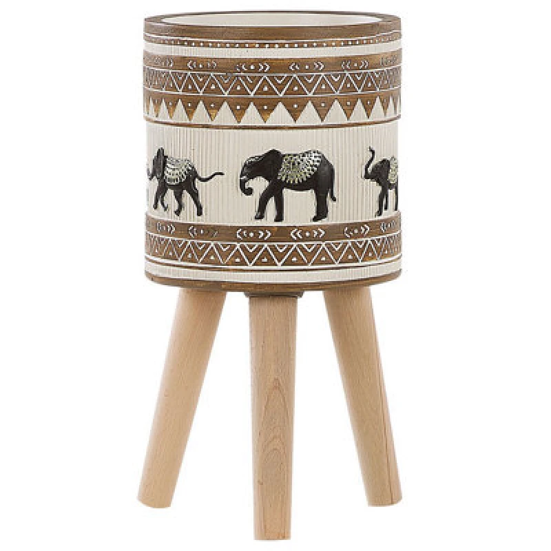 Image of Beliani Elevated Plant Pot Kottes 22cm Light Brown