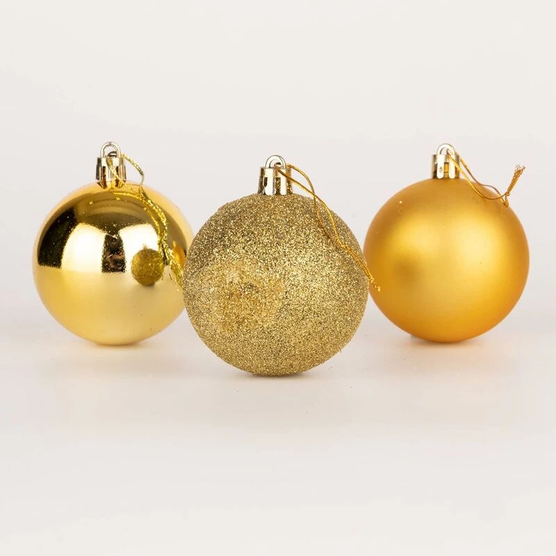 Image of Shatchi 60mm/6Pcs Christmas Baubles Shatterproof Gold,Tree Decorations Gold