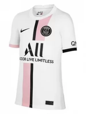 Image of Nike Youth Psg Jordan 21/223rd Short Sleeved Stadium Jersey, White, Size S