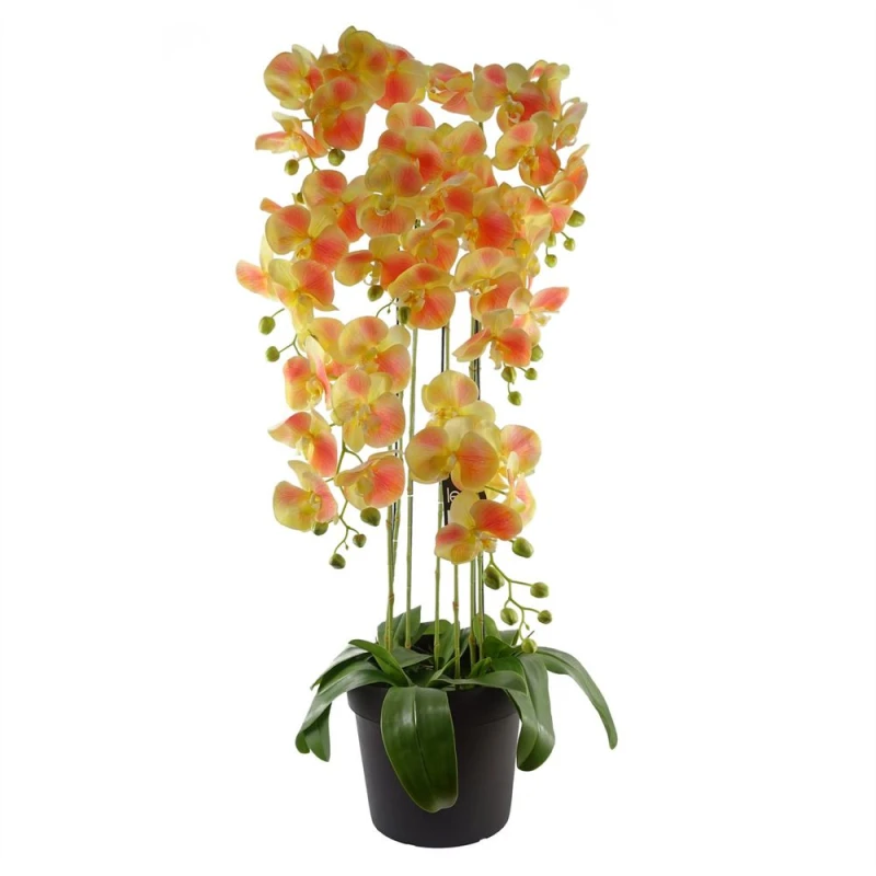 Image of Leaf Large Yellow Artificial Orchid Plant Artifcial 41 REAL TOUCH flowers Botanik Green