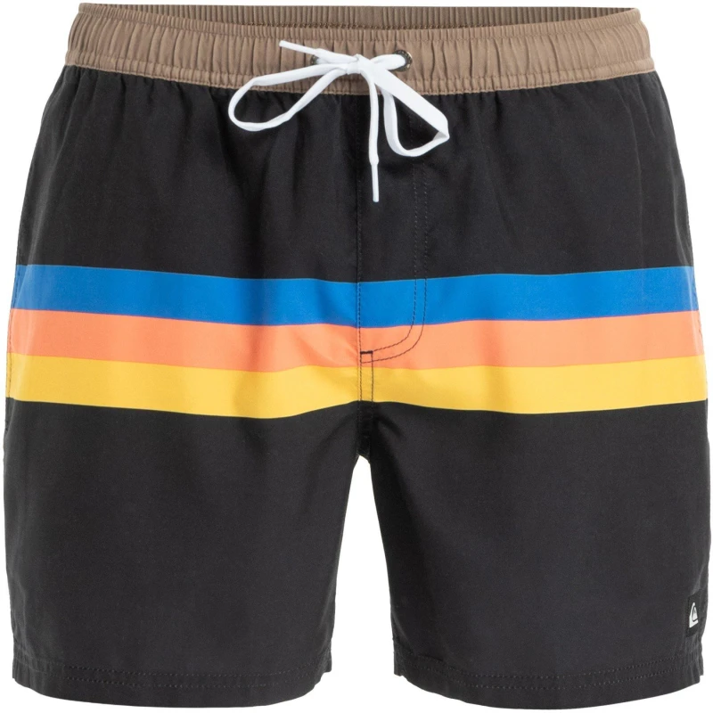 Image of Quiksilver Mens Quik Volley Swim Shorts Black Strip male Small
