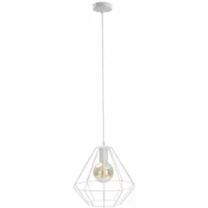 Image of Netlighting Faro Wire Frame Pendant Ceiling Light White, 29cm, 1x E27