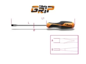 Image of Beta Tools 1260 Beta GRIP Slotted / Flat Head Screwdriver Non-Slip 3 x 100mm