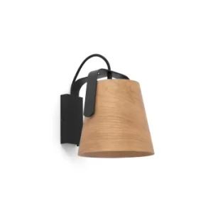 Image of Stood 1 Light Indoor Wall Lamp Black, Wood, E27
