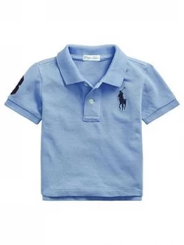 Image of Ralph Lauren Baby Boys Classic Short Sleeve Big Pony Polo Shirt - Blue, Size 6 Months