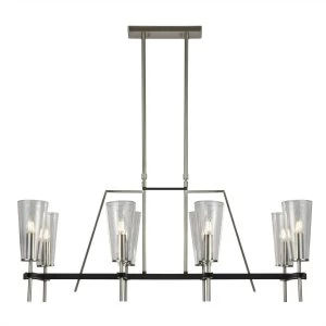 Image of 8 Light Bar Pendant Satin Silver, Black, E14