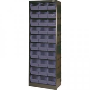 Image of Slingsby Metal Bin Cupboard With 30 Polypropylene Bins Dark Grey Black 371834