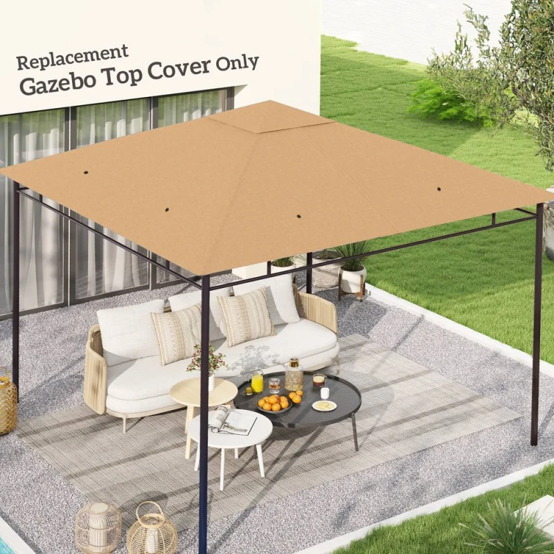 Image of OUTSUNNY 3 x 3m Gazebo Canopy Replacement Cover, Gazebo Roof Replacement in Beige Size: 3m Beige Unisex 3m