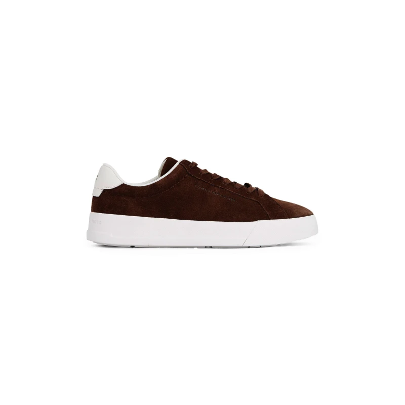 Image of Tommy Hilfiger Court Leather Low Top Trainers - Brown Brown 7