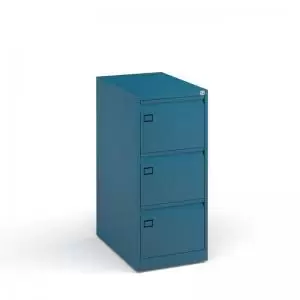 Image of Steel 3 drawer executive filing cabinet 1016mm high - blue