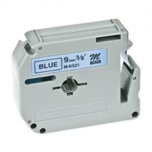 Image of Brother MK521BZ Black on Blue 8M x 9mm Plastic Tape