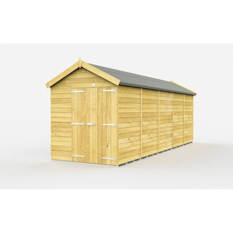 Image of Buttercup Farm 6 x 20 Feet Apex Shed - Double Door W/O Window - L590 x W175 x H217cm in Brown Brown Unisex