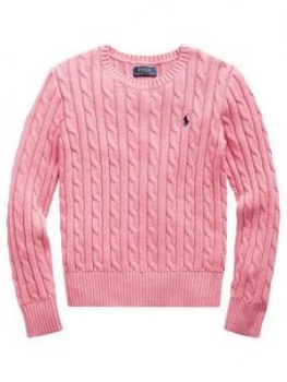 Image of Ralph Lauren Girls Classic Cable Knit Jumper - Pink