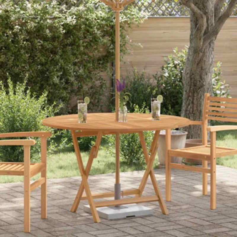 Image of VIDAXL Folding Garden Table Ø 110x75cm Solid Wood Teak vidaXL 8720845749415