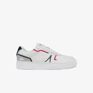 Image of Lacoste Mens L001 Leather Trainers Size 10.5 UK White, Navy & Red