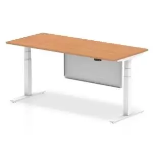 Image of Air 1800 x 800mm Height Adjustable Desk Oak Top White Leg With White