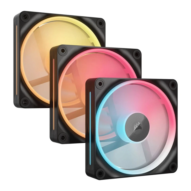Image of The CORSAIR iCUE LINK LX120-R RGB 120mm PWM Reverse Fans Starter Kit - Black
