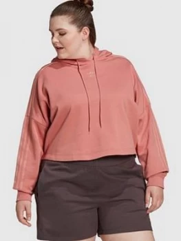 Image of adidas Originals New Neutral Cropped Hoodie - Plus Size - Pink, Size 1X, Women