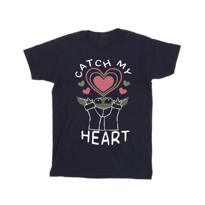 Image of Star Wars Star Wars Men Catch My Heart Cotton T-Shirt in Navy Size: Small Navy S Male 5063376348188