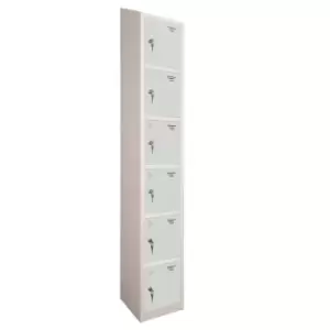 Image of 6 Door Locker, 450X450, Grey Carcass/Grey Doors, Sloping Top, Camlock
