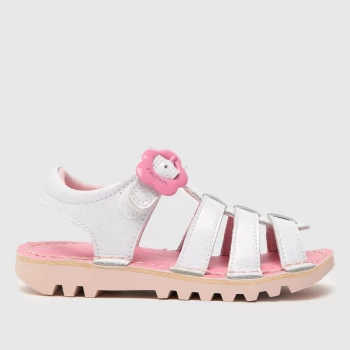 Image of Kickers White & Pink Fleur Sandal Girls Toddler Sandals
