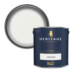 Image of Dulux Heritage Velvet Matt China White Matt Emulsion Paint 2.5L