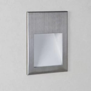 Image of LED 1 Light Small Recessed Square Marker Wall Light Brushed Stainless Steel IP65
