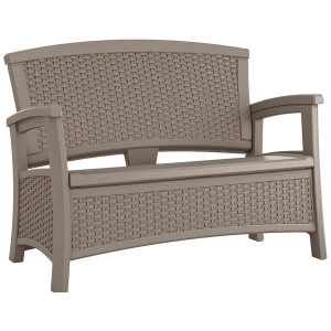 Image of Suncast Wicker-Effect Love Seat with Storage - Dark Taupe