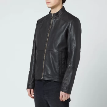 Image of Hugo Boss Lokis Leather Jacket Black Size M Men