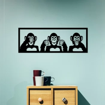 Image of Three Monkeys - L Black Decorative Metal Wall Accessory