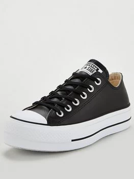 Image of Converse Chuck Taylor All Star Platform Lift Clean Leather Ox - Black/White, Size 6, Women