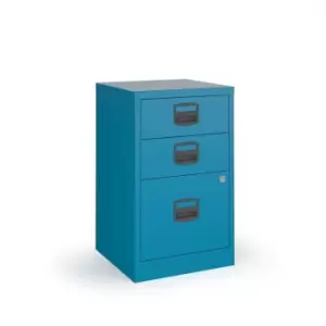 Image of Bisley A4 Home Filer with 3 Drawers - Grey with Blue Drawers