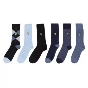 Image of Lyle and Scott Timothy 6 Pack Box Socks - Black