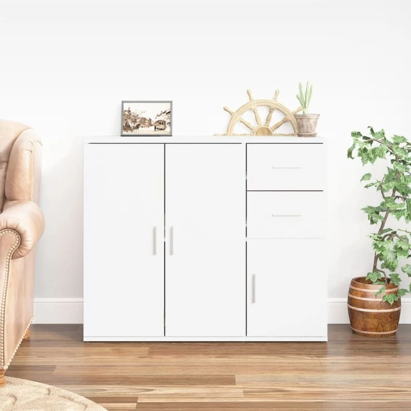 Image of VIDAXL Sideboard White 91x29.5x75cm Engineered Wood Vidaxl 8720845736200