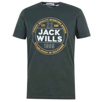 Image of Jack Wills Kenwick Graphic Logo T-Shirt - Dark Green