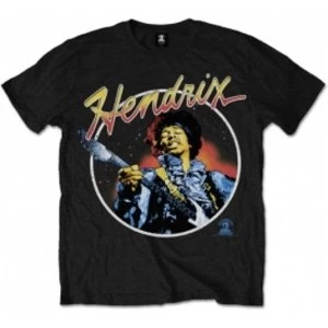 Image of Jimi Hendrix Script Circle Mens Black T Shirt: X Large