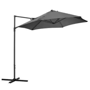 Image of Outsunny 2.5M Garden Cantilever Parasol with 360° Rotation, Offset Roma Patio Umbrella Hanging Sun Shade Canopy Shelter with Cross Base, Dark Grey