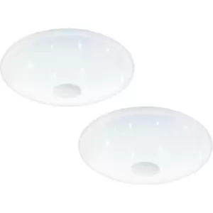 Image of 2 PACK Wall Flush Ceiling Light White Shade White Plastic Crystal Effect LED 30W