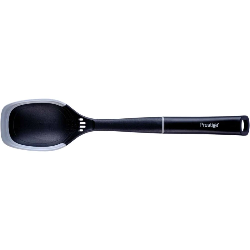 Image of Prestige Grey '2 in 1 Kitchen Tools' Nylon Solid Spoon with Silicone Edge Black