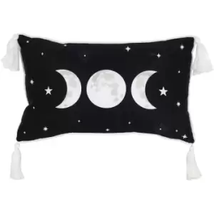 Image of Something Different Rectangular Triple Moon Design Cushion (One Size) (Black/White) - Black/White
