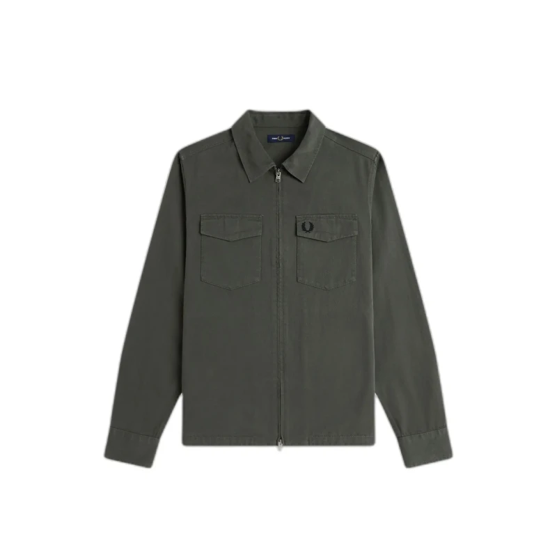 Image of Fred Perry Zip-up twill overshirt Fred Perry Vert Male M FPM9833-638