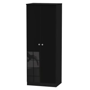 Image of Robert Dyas Tedesca Ready Assembled Tall 2-Door Wardrobe -Black