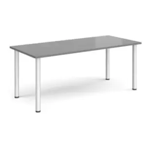 Image of Rectangular silver radial leg meeting table 1800mm x 800mm - onyx grey