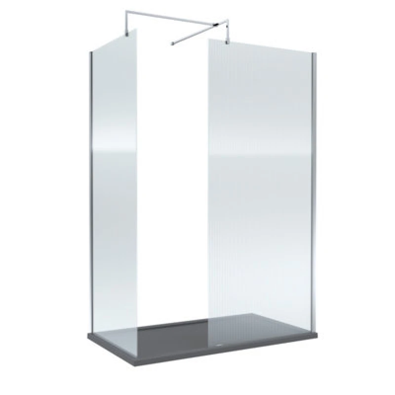 Image of Balterley Fluted 8mm Glass Walk In Wetroom Screens & Shower Tray, 1400 x 800mm in Silver Silver Unisex