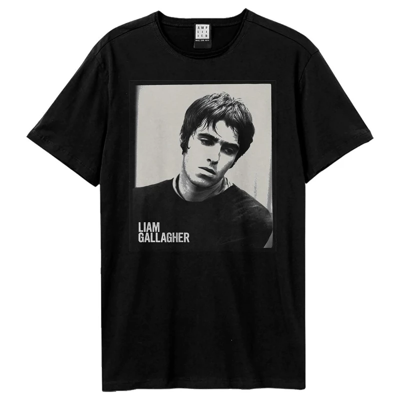 Image of Amplified Amplified Men Polaroid Portrait Liam Gallagher T-Shirt in Black Size: X-Small Black XS Male 5063852072415