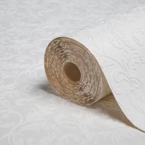 Image of Colours Paintables White Scroll Paintable Wallpaper