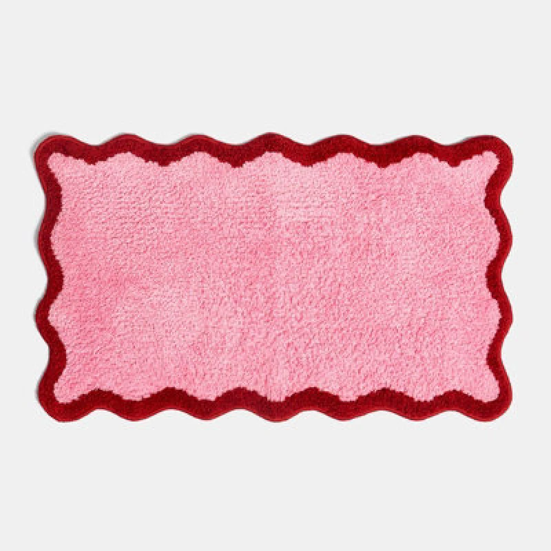 Image of OHS OHS Scallop Edge Tufted Bath Mats Non-Slip Shower Rug in Pink Pink One Size Unisex 5027434224869