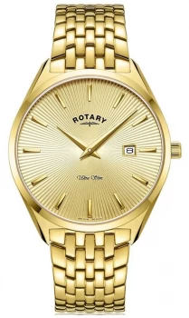 Image of Rotary Mens Ultra Slim Gold Plated Steel Bracelet Gold Watch