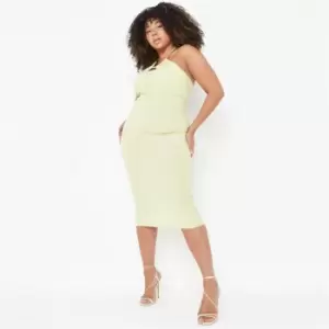Image of Missguided Rib Halterneck Midaxi Dress - Green