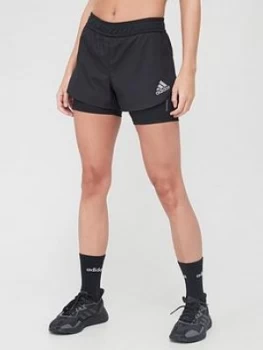 Image of adidas Primeblue 2-in-1 Shorts - Black/White Size M Women